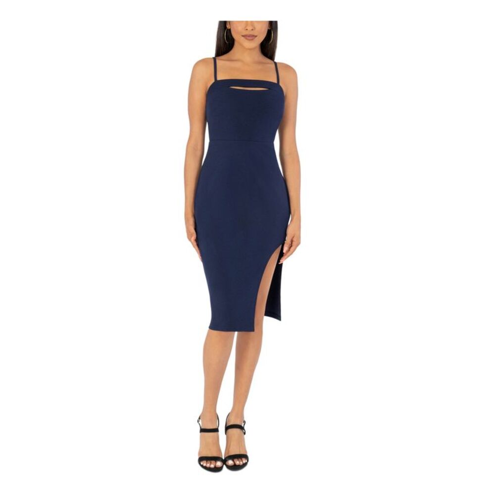 SPEECHLESS Womens Body Con Dress Blue Spaghetti Strap Side Slit Juniors XS